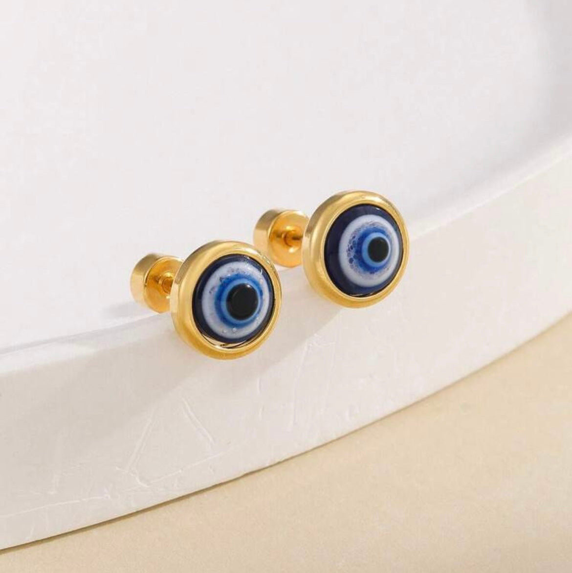 18K Gold Plated Evil Eye Earrings - Stud Earrings