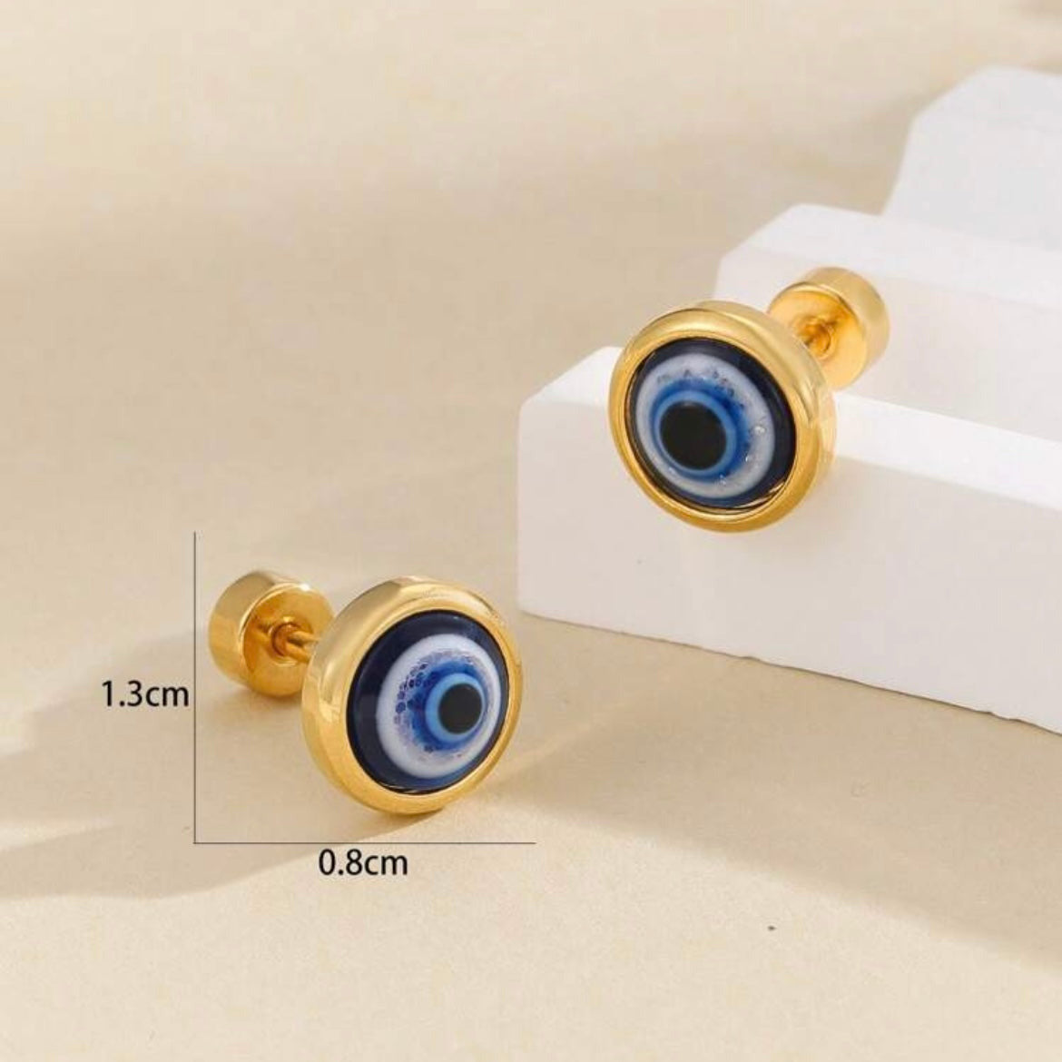 18K Gold Plated Evil Eye Earrings - Stud Earrings