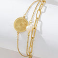 Never Fades - Water Resistant - 18k Gold Plated Round & Faux Pearl Layered Bracelet