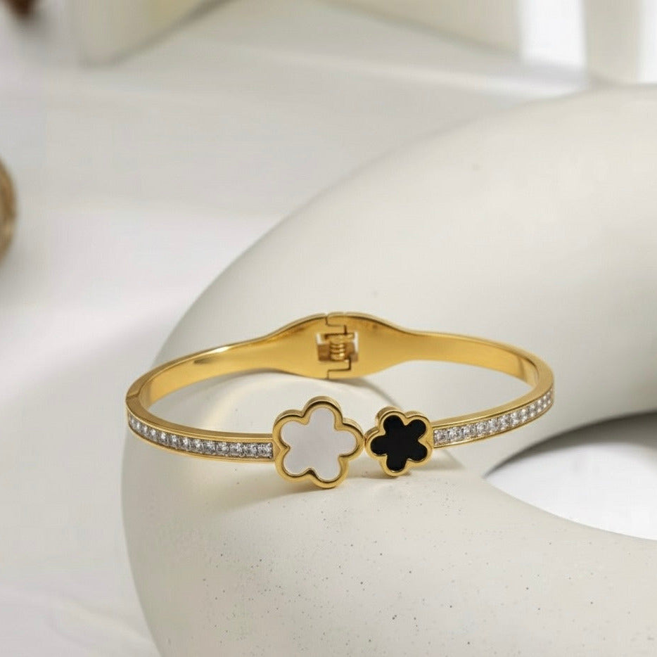 Never Fades - Water Resistant - 18k Shell Flower Bangle