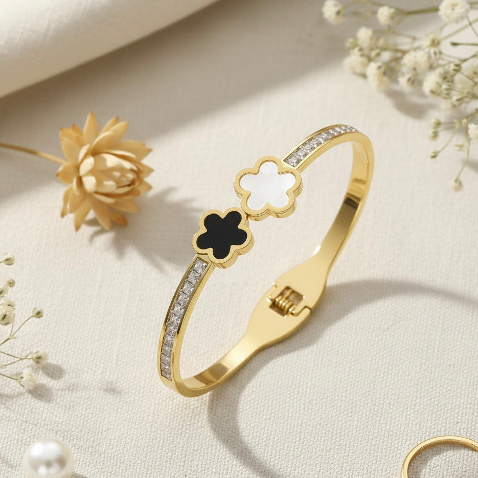 Never Fades - Water Resistant - 18k Shell Flower Bangle