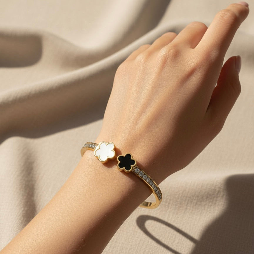Never Fades - Water Resistant - 18k Shell Flower Bangle