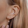 6pcs 18k Gold Star Hoop Earrings Set, Celestial Ear Stack Set, Minimalist Daily Hoops
