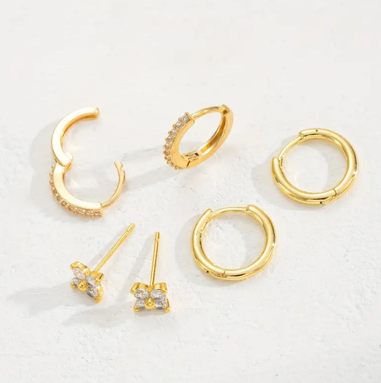 18K Gold Plated Sterling Silver Huggie Hoop Earrings Set • Minimalist Everyday Jewelry