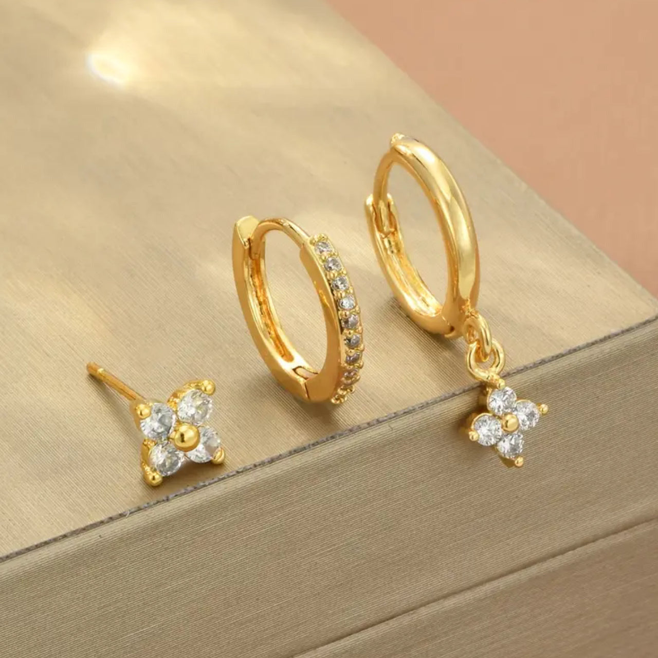 6pc Gold Plated Hoop Earrings Set • Minimalist Huggie Jewelry