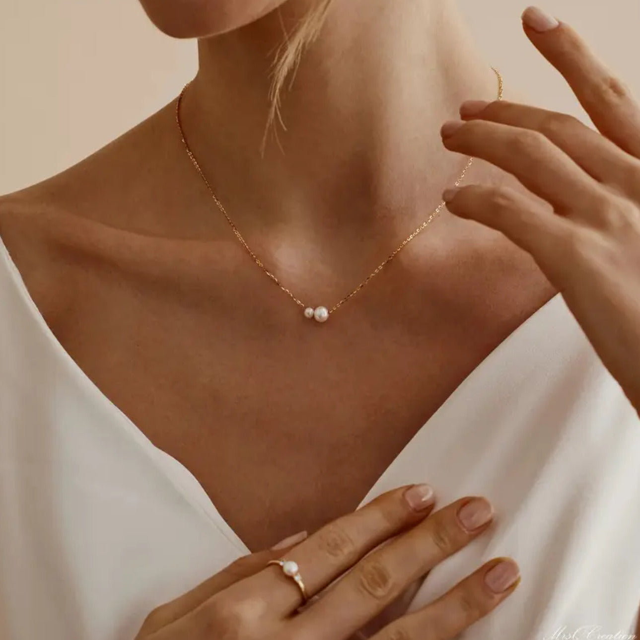 Dainty 18k Gold Plated Pearl Pendant Necklace – Minimalist Everyday Jewelry