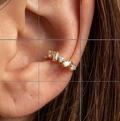 18k Gold Plated Crystal Ear Cuff • No Piercing Fake Cartilage Earrings