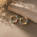 18K Gold Plated Enamel Hoop Earrings • Sterling Silver Huggie, Everyday Jewelry