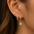 6pcs Dainty Geometric Square Stud & Hoop Earrings Set • minimalist Stack Jewelry