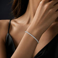 Silver Plated Tennis Bracelet • Cubic Zirconia Chain • Minimalist Daily Wear Jewelry