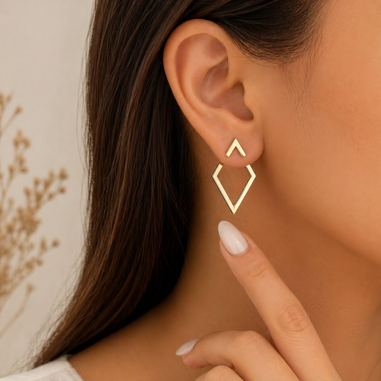18K Gold Plated Geometric Hollow Earrings – Water Resistant Stainless Steel Cutout Style
