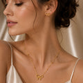 18k Gold-Plated Bow Necklace and Earrings Set – Minimalist Dainty Coquette Jewelry