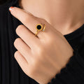 18k Gold Plated Roman Numerals Open Ring – Adjustable Statement Ring