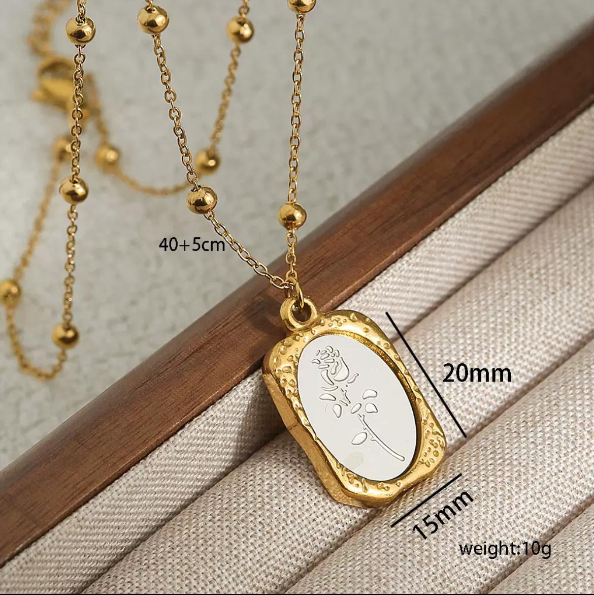18K Gold Plated Rose Pendant Necklace