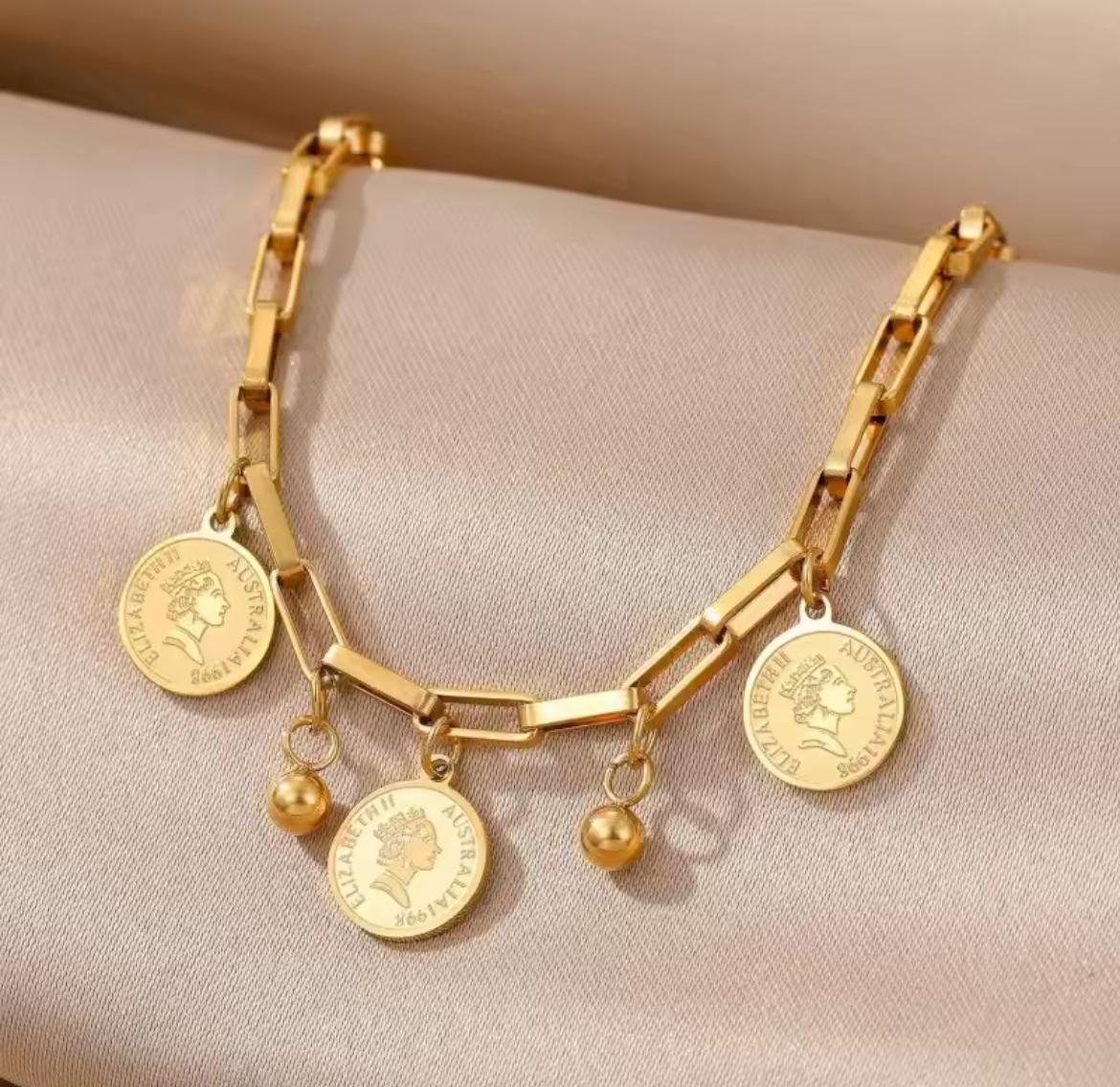 Never Fades - Water Resistant - 18k Adjustable Chain Link with 3 Charms Bracelet