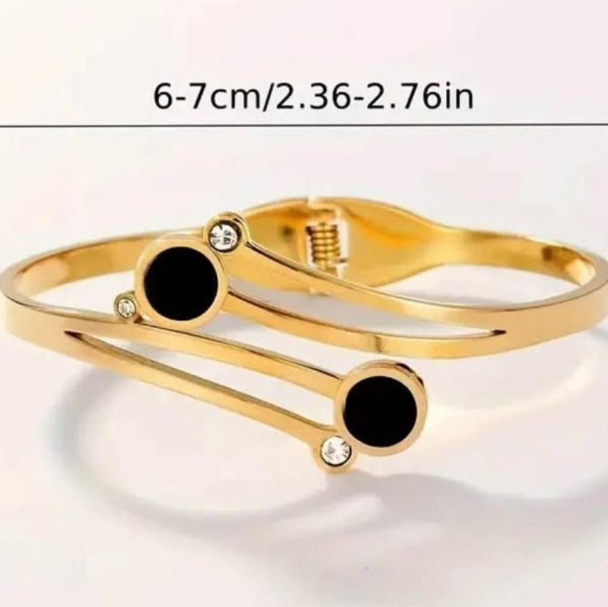 Never Fades - Water Resistant - 18k Black Shell Double Round diamond Hollow Bangle