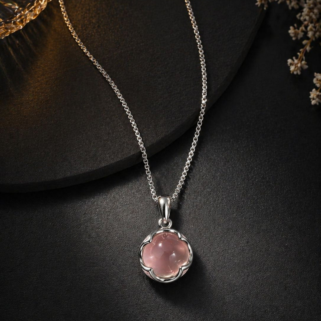 Light Pink Chalcedony Necklace • Minimalist & Dainty Clavicle Chain for Daily Wear