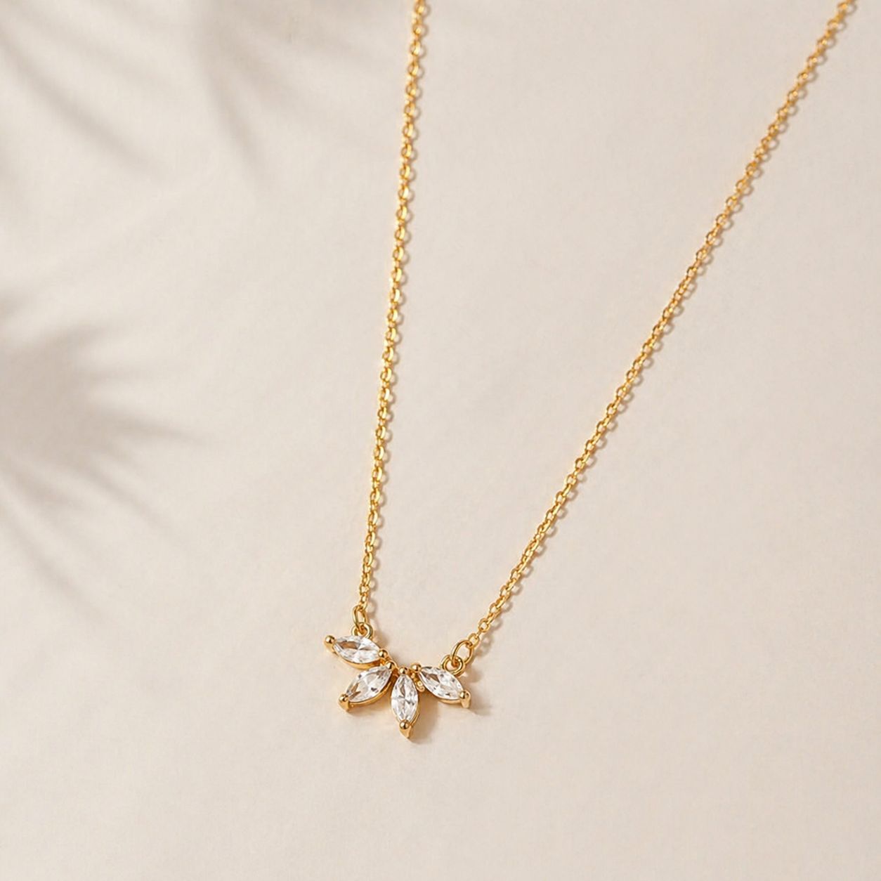 Minimalist 18k Gold Plated Leaf Petal Pendant Necklace • Elegant Daily Wear Jewelry