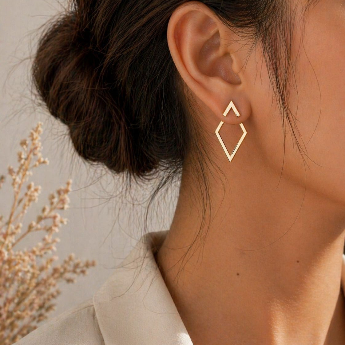 18K Gold Plated Geometric Hollow Earrings – Water Resistant Stainless Steel Cutout Style