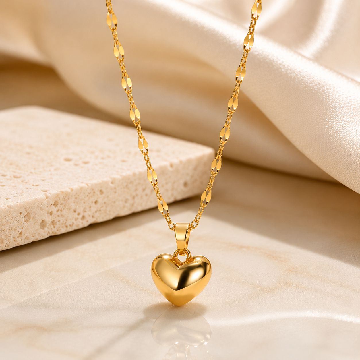 Minimalist 18K Gold Plated Heart Charm Pendant Necklace - Everyday Jewelry