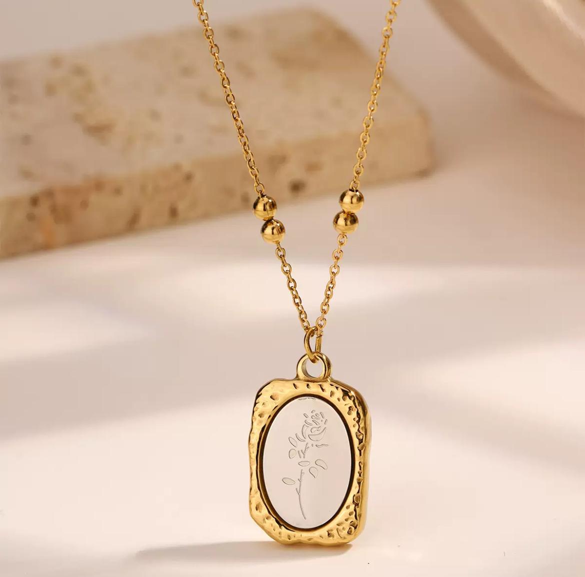 18K Gold Plated Rose Pendant Necklace