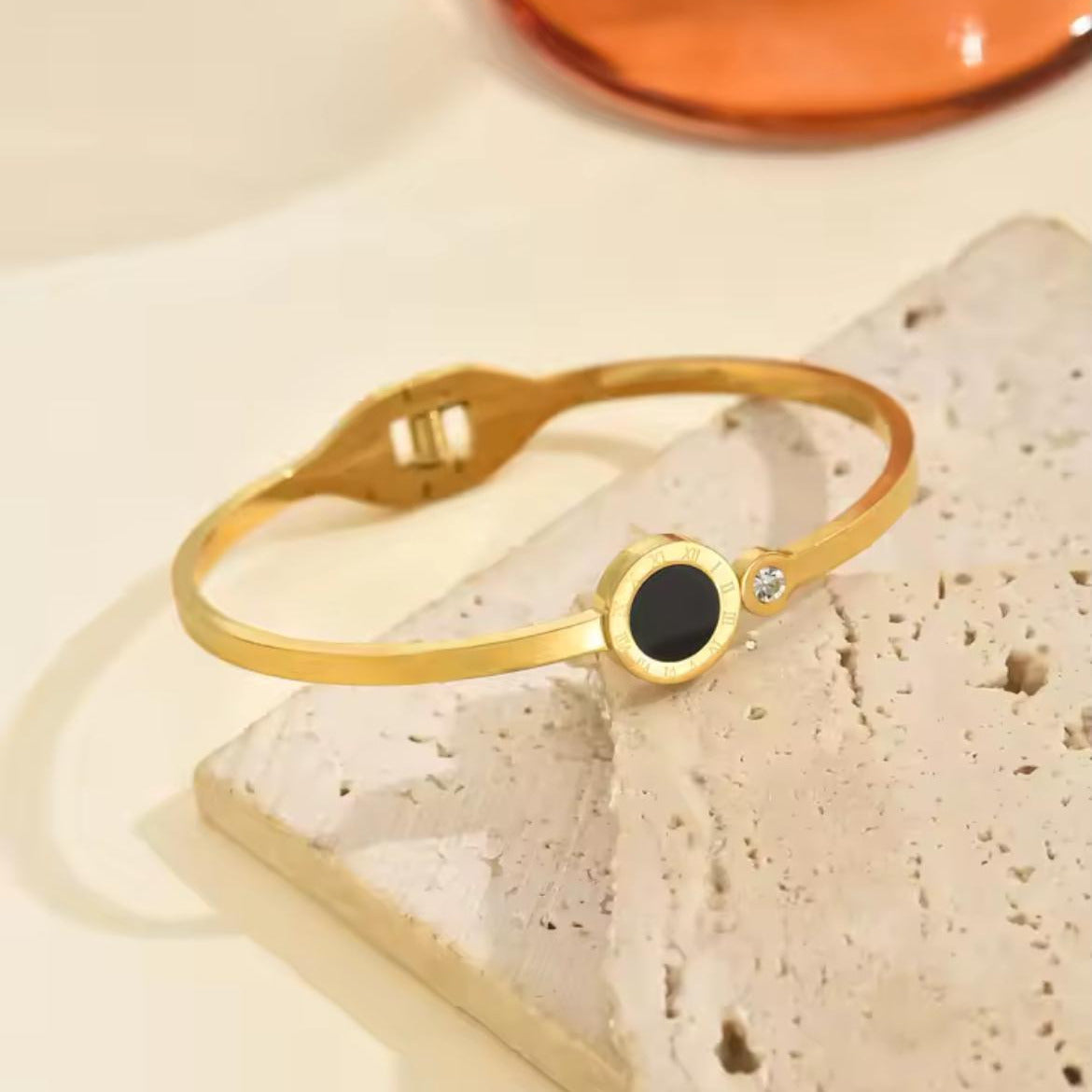 Never Fades - Water Resistant - 18k Gold Plated Roman Design Bracelet- Bangle