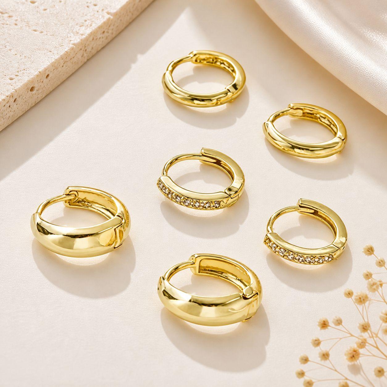 6pcs Dainty 18k Golden Hoop Earrings Set • simple everyday earrings • minimalist Stack Jewelry
