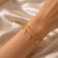 Gold Star & Moon Charm Bracelet - Dainty Double Layer Chain Bracelet - Minimalist Celestial Jewelry Gift