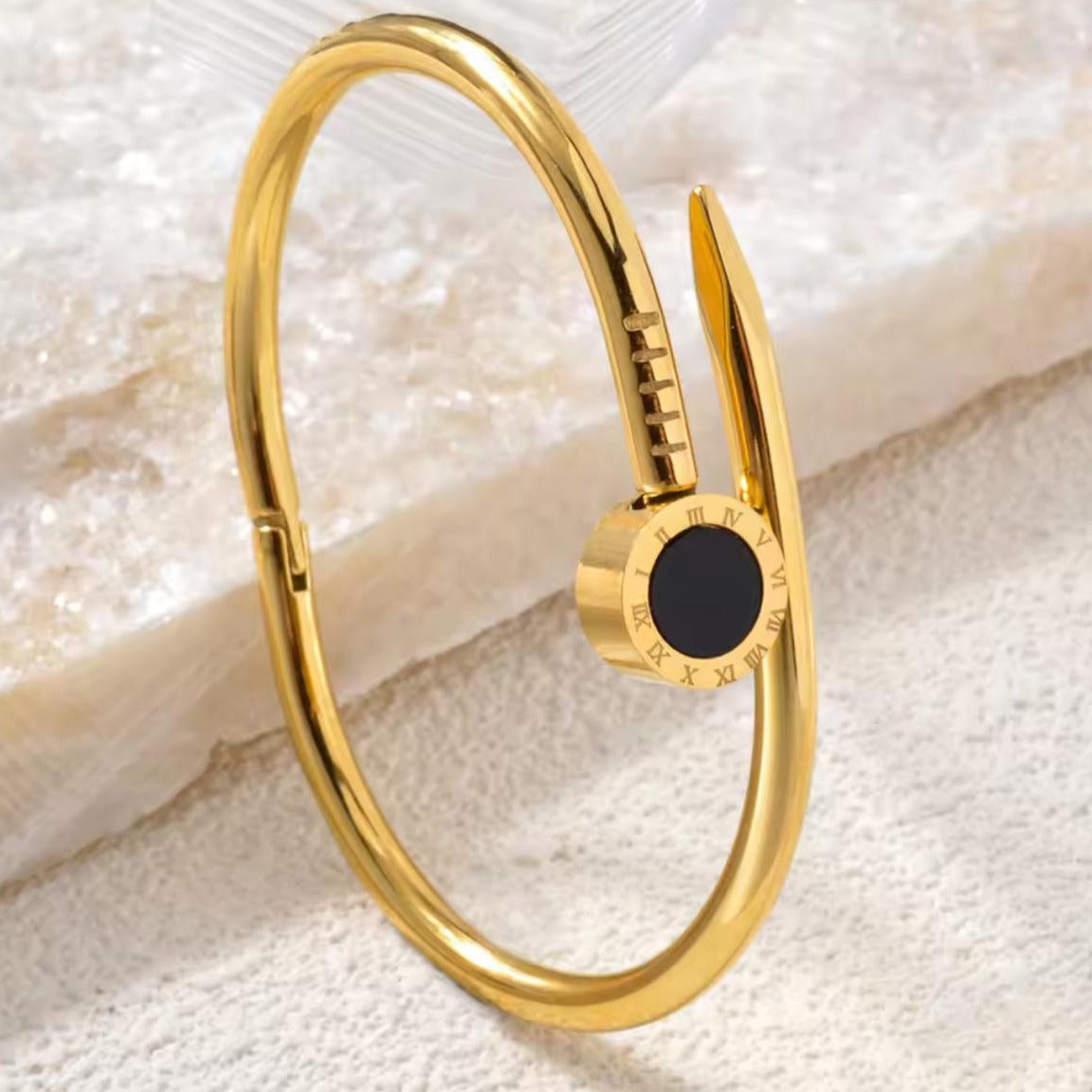 Never Fades - Water Resistant - 18k Roman Numerals Bracelet - Bangle