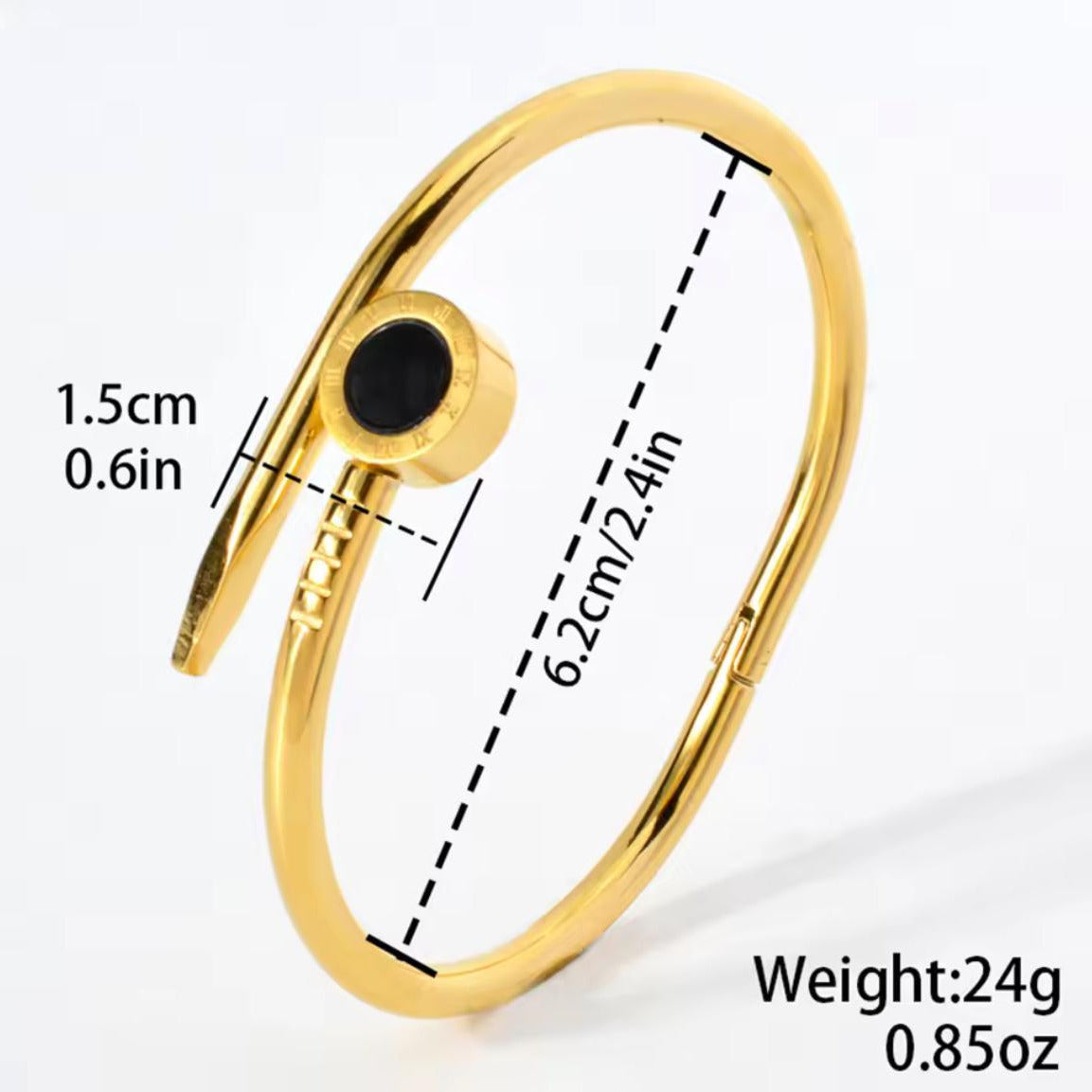 Never Fades - Water Resistant - 18k Roman Numerals Bracelet - Bangle
